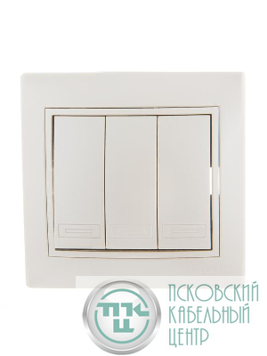 Выключатель 3-кл. СП Mira 10А со вставкой жемчуж./бел. перламутр. LEZARD 701-3030-109