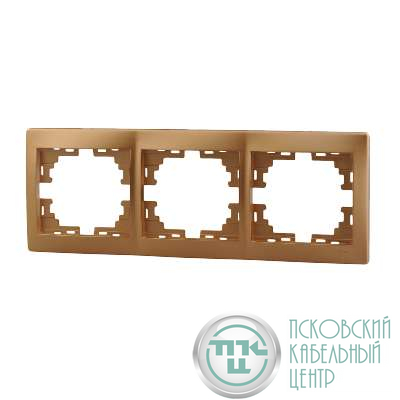 Рамка 3-м Mira горизонт. метал. зол. LEZARD 701-1300-148
