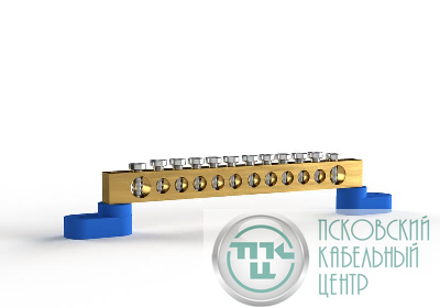 Шина нулевая 6х9мм 12 отвер. латунь У2-С на двух угловых изоляторах TOKOV ELECTRIC TKE-BSB-69-12-L2/N