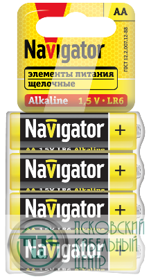 Элемент питания 95 457 NBT-02 AA LR6 4SHBP (уп.4шт) NAVIGATOR 95457