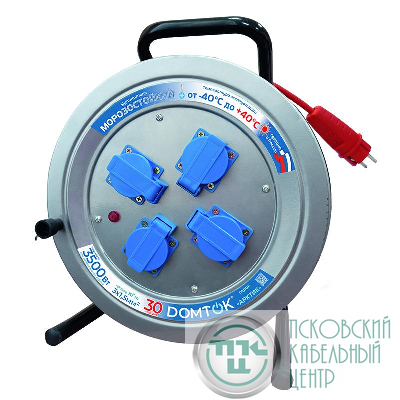 Удлинитель на метал. катушке 4х30м с заземл. 16А IP44 3.5кВт КГ 3х1.5 с защ. крышкой АРКТИК DOMTOK 2585