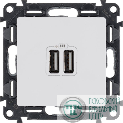 Розетка USB 2-м Valena Life 240В/5В 2400мА с лицев. панелью механизм бел. Leg 753412