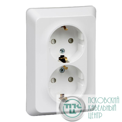 Розетка 2-м СП Этюд 16А IP20 250В с заземл. защ. шторки бел. SE PC16-108B