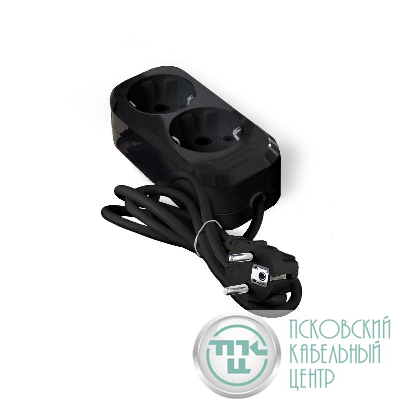 Удлинитель 2х2м с заземл. 16А IP20 Е-302 ПВС 3х1 АБС-пластик черн. UNIVersal 2175