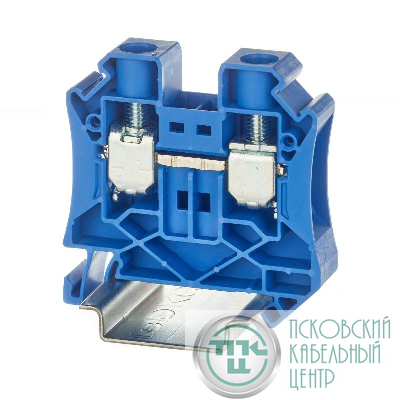 Клемма проходная винтовой зажим 2 точки подключения 16кв.мм син. DKC TUR-16-BU