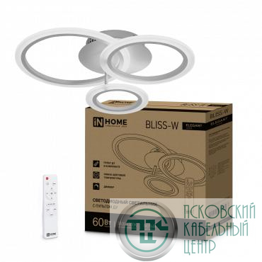 Светильник светодиодный ELEGANT BLISS-W 60Вт 3000-6500К 4700лм 230В 500х500х140мм с пультом ДУ бел. IN HOME 4690612043364