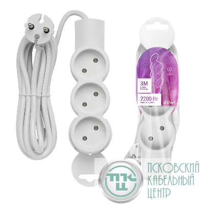 Удлинитель 3х3м без заземл. ПВС 2х0.75 REV 32002 1