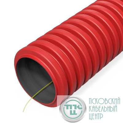 Труба гофрированная двустенная ПНД гибкая d32мм с протяжкой SN34 450 красн. (уп.50м) Промрукав PR15.0251