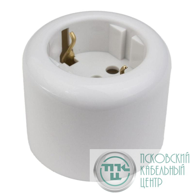Розетка двухполюсная с ЗК R пластик бел. Bironi R1-101-21