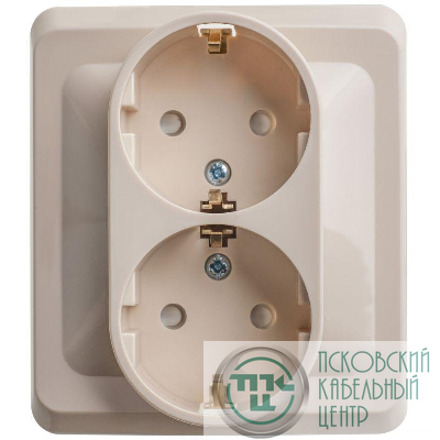 Розетка 2-м СП Этюд 16А IP20 250В с заземл. защ. шторки крем. SE PC16-008K
