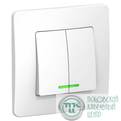 Выключатель 2-кл. СП Blanca 10А IP20 (сх. 5) 250В с подсветкой бел. SE BLNVS010511