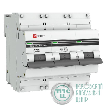 Выключатель автоматический модульный 3п C 32А 10кА ВА 47-100 PROxima EKF mcb47100-3-32C-pro