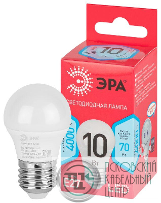 Лампа светодиодная RED LINE LED P45-10W-840-E27 R 10Вт P45 шар 4000К нейтр. бел. E27 Эра Б0050234