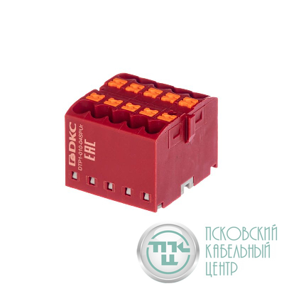 Блок распределительный зажим push-in 10 точек подключения 2.5кв.мм красн. DKC DTP1-010-04SPUR