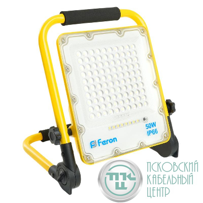 Прожектор светодиодный LL-951 50Вт 6400К IP66 10А.ч 18650 переносной с зарядным устройством FERON 48676