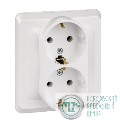 Розетка 2-м СП Этюд 16А IP20 250В с заземл. без защ. шторок бел. SE PC16-007B