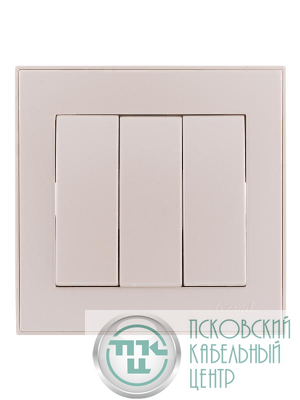 Выключатель 3-кл. СП Rain 10А IP20 жемчуж./бел. метал. LEZARD 703-3030-109