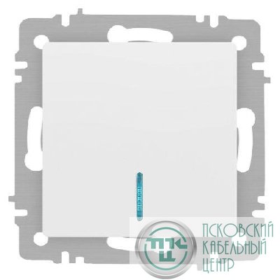 Выключатель 1-кл. СП Accent 6-102-01М 10А IP20 250В с подсветкой AL/CU бел. матов. Intro Б0063466