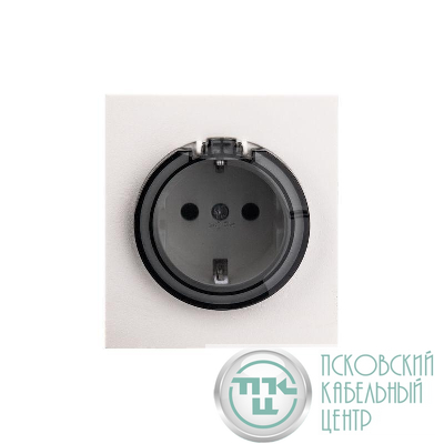 Розетка 1-м СП STRONG MIELE 16А с заземл. защ. шторки и крышкой жемчуж. Kranz KR-78-0702-4
