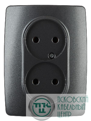 Розетка 2-м СП Эра12 12-2107-05 16А IP20 16AX 250В 2х2P антрацит Эра Б0031242