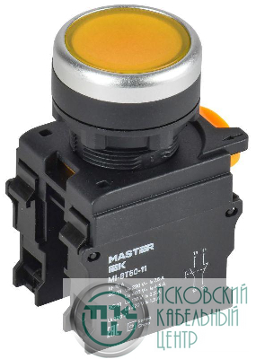 Кнопка d22мм 1НО+1НЗ MASTER желт. IEK MI-BT60-11-3-22-K05