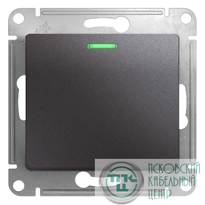 Переключатель проходной 1-кл. СП Glossa 10А IP20 (сх. 6а) 10AX с подсветкой механизм графит SE GSL001363