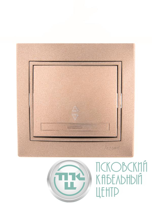 Переключатель проходной 1-кл. СП Mira 10А со вставкой свет. корич. перламутр. LEZARD 701-3131-105