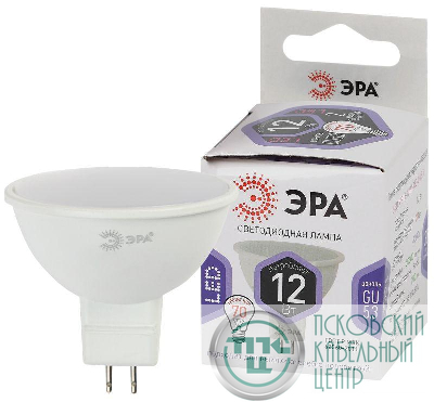 Лампа светодиодная LED MR16-12W-860-GU5.3 MR16 12Вт софит GU5.3 холод. бел. ЭРА Б0049075
