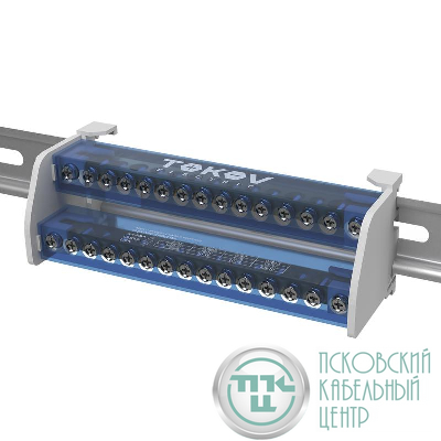 Шина на DIN-рейку в корпусе (кросс-модуль) 2 группы по 15 отверстий 125А TOKOV ELECTRIC TKE-DBTB-125-2-15/L+PEN