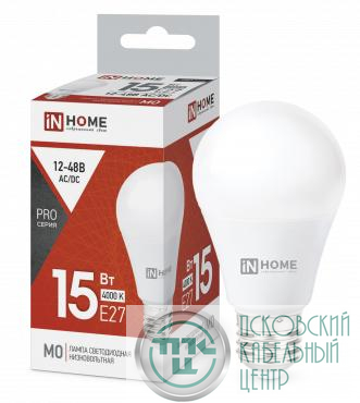 Лампа светодиодная низковольтная LED-MO-PRO 15Вт грушевидная 4000К нейтр. бел. E27 1200лм 12-48В IN HOME 4690612036182