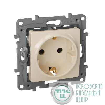Розетка 1-м СП Etika 16А IP20 250В 2P+E с заземл. немецк. стандарт винтов. клеммы механизм сл. кость IEK 672321