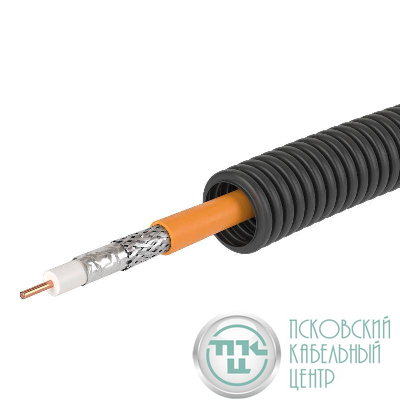 Электротруба ПНД гибкая гофрированная d20мм с коаксиальным кабелем SAT нг(А)-HF (уп.100м) черн. DKC 7VE720100B