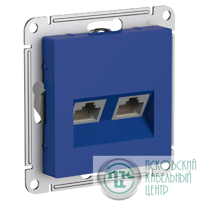 Розетка компьютерная 2-м AtlasDesign RJ45+RJ45 кат.5E механизм аквамарин SE ATN001185