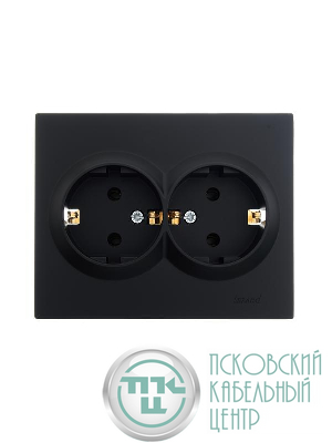 Розетка 2-м СП VESNA с заземл. ПБТ черн. бархат LEZARD 742-4200-127B