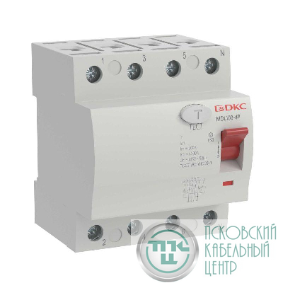 Выключатель дифференциального тока (УЗО) 4п (3P+N) 25А 300мА тип AC MDL100 YON MDL100-4P4-25-AC
