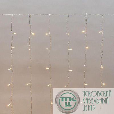 Гирлянда светодиодная "Светодиодный Дождь" 2х1.5м 150LED тепл. бел. 5.1Вт 230В IP44 эффект мерцания прозр. провод Neon-Night 235-516