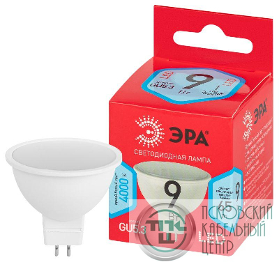 Лампа светодиодная RED LINE LED MR16-9W-840-GU5.3 R 9Вт MR16 софит 4000К нейтр. бел. GU5.3 (уп.10шт) Эра Б0050199