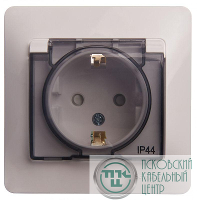 Розетка 1-м СП Glossa 16А IP44 с заземл. защ. шторки с крышкой в сборе бел. SE GSL000148