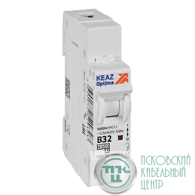Выключатель автоматический модульный 1п B 32А 4.5кА OptiDin BM63-1B32-4.5-УХЛ3 КЭАЗ 329504