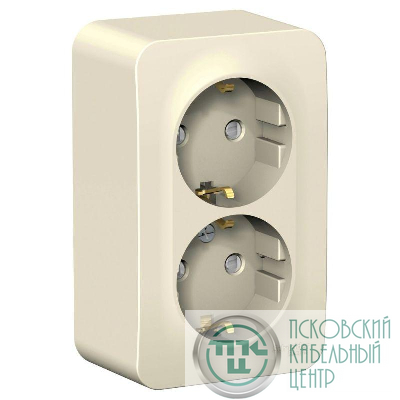 Розетка 2-м ОП Blanca 16А IP20 250В с заземл. защ. шторки с изолир. пластиной молоч. SE BLNRA011212