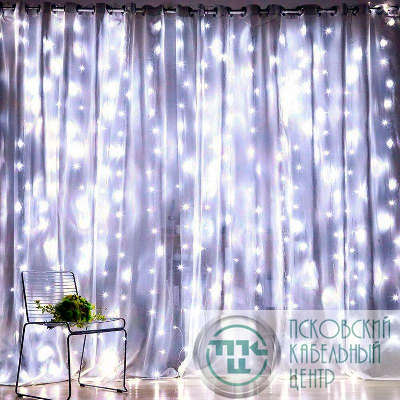 Гирлянда светодиодная "Дождь/Занавес" 3х3м 400LED холод. бел. IP20 220В 8 режимов Эра Б0051875