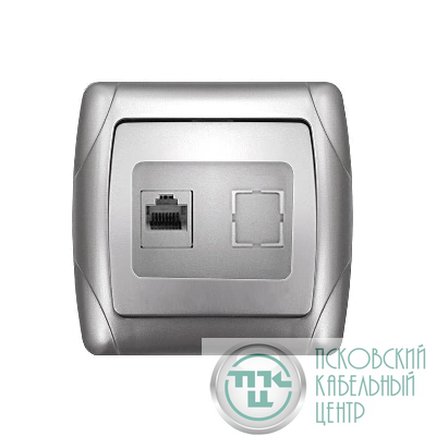 Розетка компьютерная 1-м СП Маргарита RJ45 серебр. UNIVersal М0035-S
