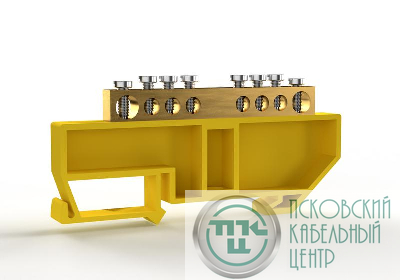 Шина PE "земля" на DIN-изоляторе 6х9мм 8 отвер. латунь TOKOV ELECTRIC TKE-BCB-69-8-DIN/PE