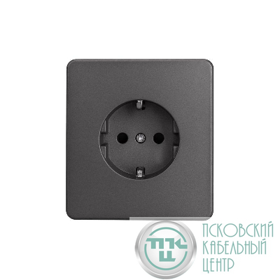 Розетка 1-м СП ROUND MIELE 16А с заземл. защ. шторки титан Kranz KR-78-0701-2