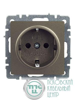 Розетка BRITE РС14-1-0-БрШ 16А с заземл. защ. шторки механизм шампань IEK BR-R14-16-K37