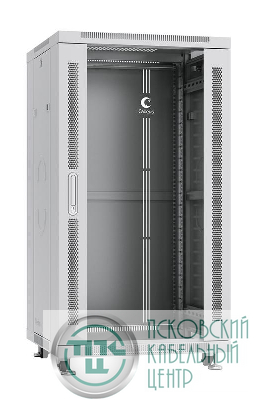 Шкаф монтажный телекоммуникационный напольный SH-05C-22U60/100 19дюйм для распред. и серверн. оборудования 22U 600х1000х1166мм передн. стеклян. и задн. сплошн. метал. двери ручка с замком сер. (RAL 7035) Cabeus 7054c