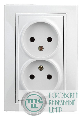 Розетка 2-м СП Plano 1-204-01 16А IP20 250В 2х2P бел. Intro Б0053904