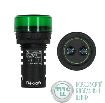 Лампа коммутационная ADDS ЛК-22 d22мм 220В зел. LED DEKraft 25002DEK