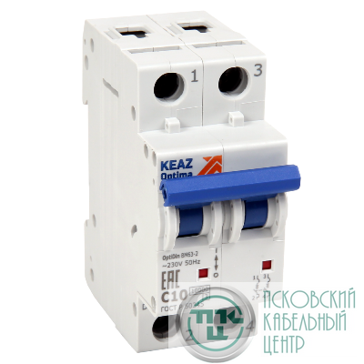 Выключатель автоматический модульный 2п C 4А 10кА OptiDin BM63-2C4-10-УХЛ3 КЭАЗ 262587
