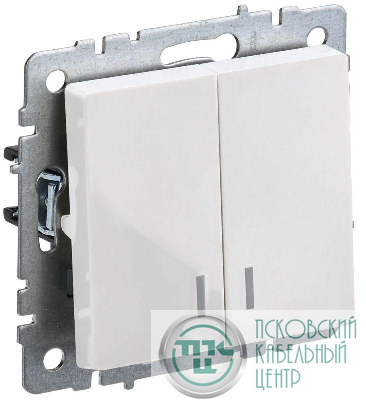 Выключатель 2-кл. СП BRITE ВС10-2-1-БрБ 10А с индик. механизм бел. IEK BR-V20-1-10-K01